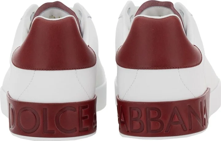 'portofino' White Low Top Sneakers With Contrasting Heel With Logo Lettering In Leather Man - Image 5