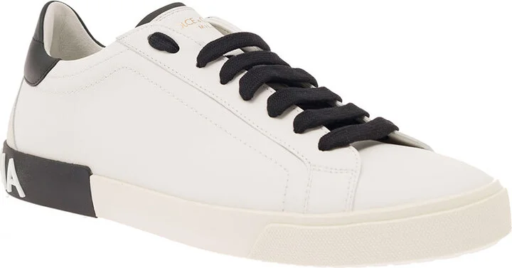 'portofino' White Low Top Sneakers With Logo Lettering Detail In Smooth Leather Man - Image 2