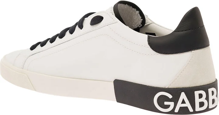 'portofino' White Low Top Sneakers With Logo Lettering Detail In Smooth Leather Man - Image 3
