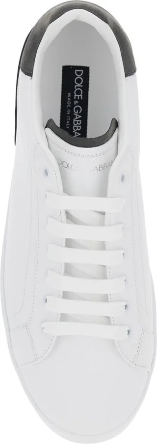 'Portofino' White Low Top Sneakers With Logo Lettering On The Rear In Leather Man - Image 4