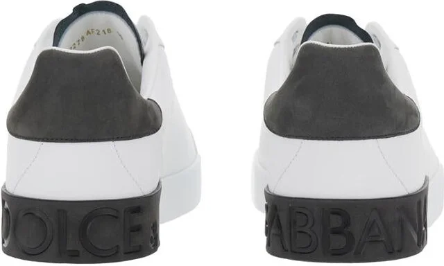 'Portofino' White Low Top Sneakers With Logo Lettering On The Rear In Leather Man - Image 5