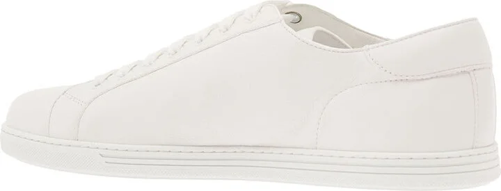 'portofino' White Monocrom Low Top Sneakers With Logo Plaque In Leather Man - Image 3