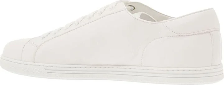 'Portofino' White Monocrom Low Top Sneakers With Logo Plaque In Leather Man - Image 3