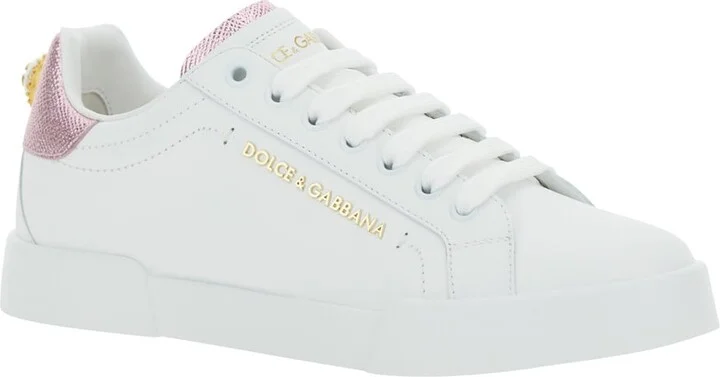 'portofino' White Sneaker With Logo And Metallic Inserts In Leather Woman - Image 2