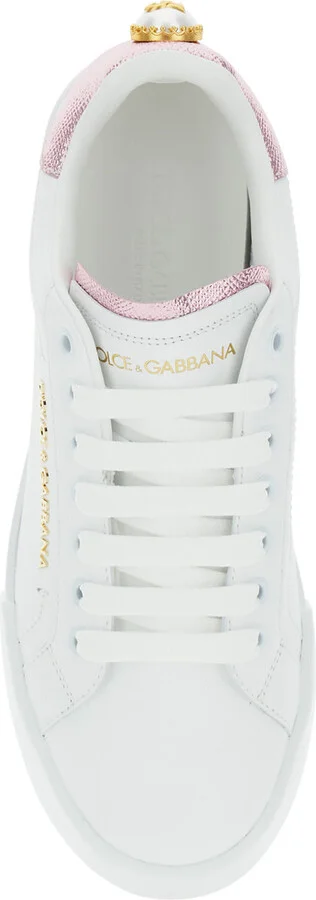 'portofino' White Sneaker With Logo And Metallic Inserts In Leather Woman - Image 4