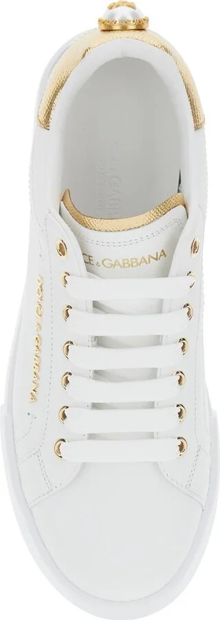 'Portofino' White Sneaker With Logo And Metallic Inserts In Leather Woman - Image 4