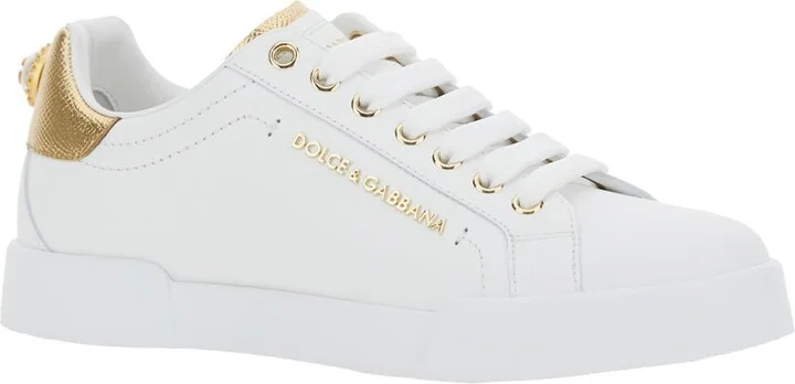 'portofino' White Sneaker With Logo And Metallic Inserts In Leather Woman - Image 2
