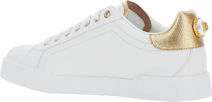 'portofino' White Sneaker With Logo And Metallic Inserts In Leather Woman - Image 3