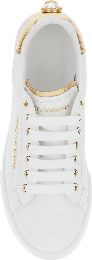 'portofino' White Sneaker With Logo And Metallic Inserts In Leather Woman - Image 4