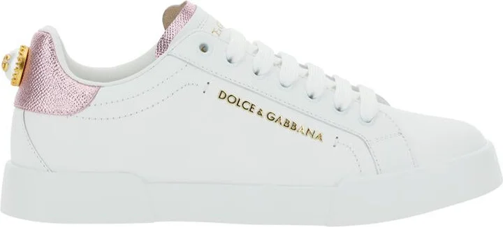 'Portofino' White Sneaker With Logo And Metallic Inserts In Leather Woman