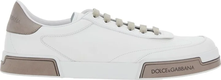 'portofino' White Sneaker With Logo Print On The Sole In Leather Man