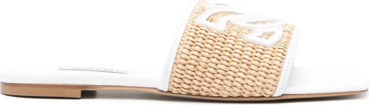 Portofino woven-raffia slides