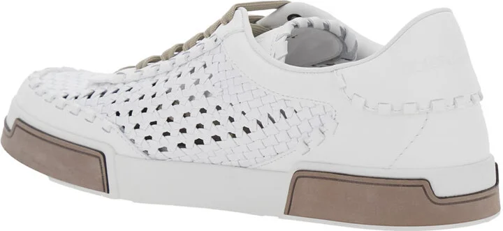 'portofino'white Sneakers With Mesh Inserts And Embossed Logo On The Side In Leather Man - Image 3