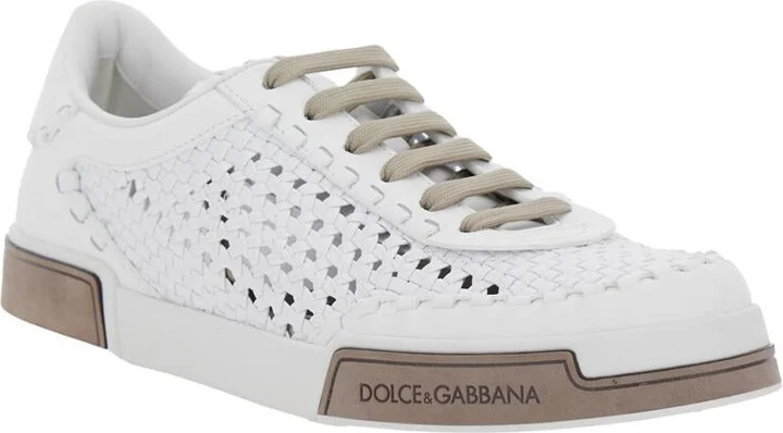 'Portofino'White Sneakers With Mesh Inserts And Embossed Logo On The Side In Leather Man - Image 2