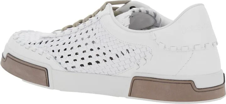 'Portofino'White Sneakers With Mesh Inserts And Embossed Logo On The Side In Leather Man - Image 3