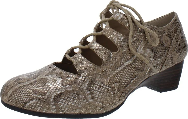 Posie II Womens Animal Print Almond Toe Lace-Up Heels