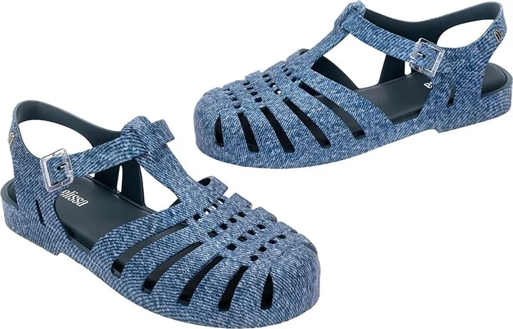 'possession' Blue Sandals With Cage Design And Denim Print In Tech Fabric Woman - Image 2