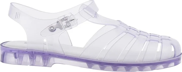 'possession' White Sandals With Cage Design And Adjustable Buckle Closure In Tech Fabric Woman