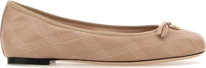 Powder Pink Leather Ballerinas