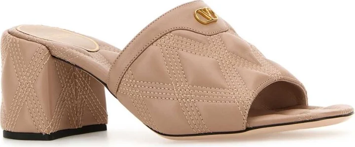 Powder Pink Leather Quiltie Mules - Image 2