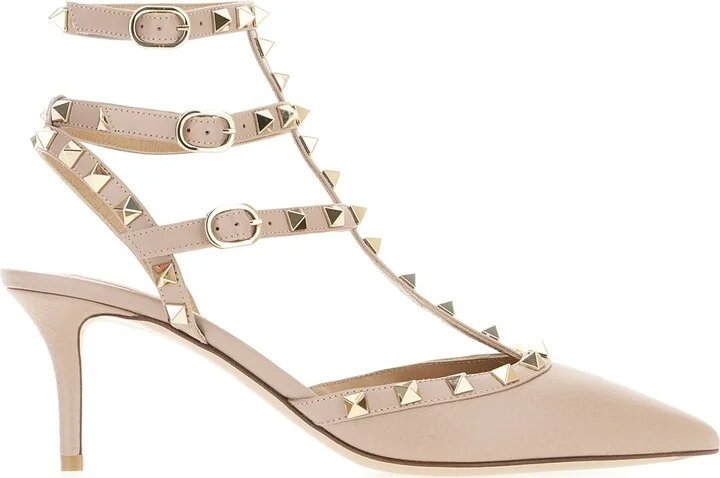 Powder Pink Leather Rockstud Pumps