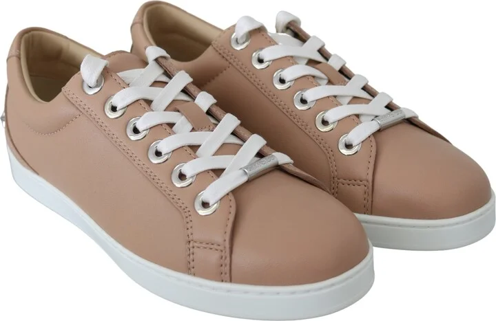 Powder Pink Nappa Leather Women's Sneakers - Image 2