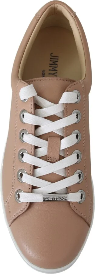 Powder Pink Nappa Leather Women's Sneakers - Image 4