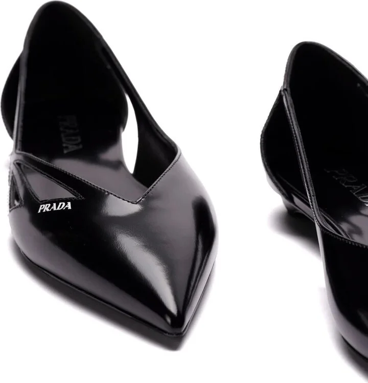 Prada 15Mm Cut-Out Leather Ballerina Shoes - Image 2