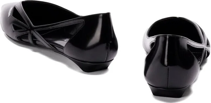 Prada 15Mm Cut-Out Leather Ballerina Shoes - Image 4
