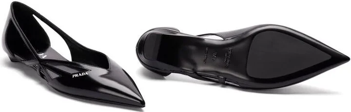 Prada 15Mm Cut-Out Leather Ballerina Shoes - Image 5