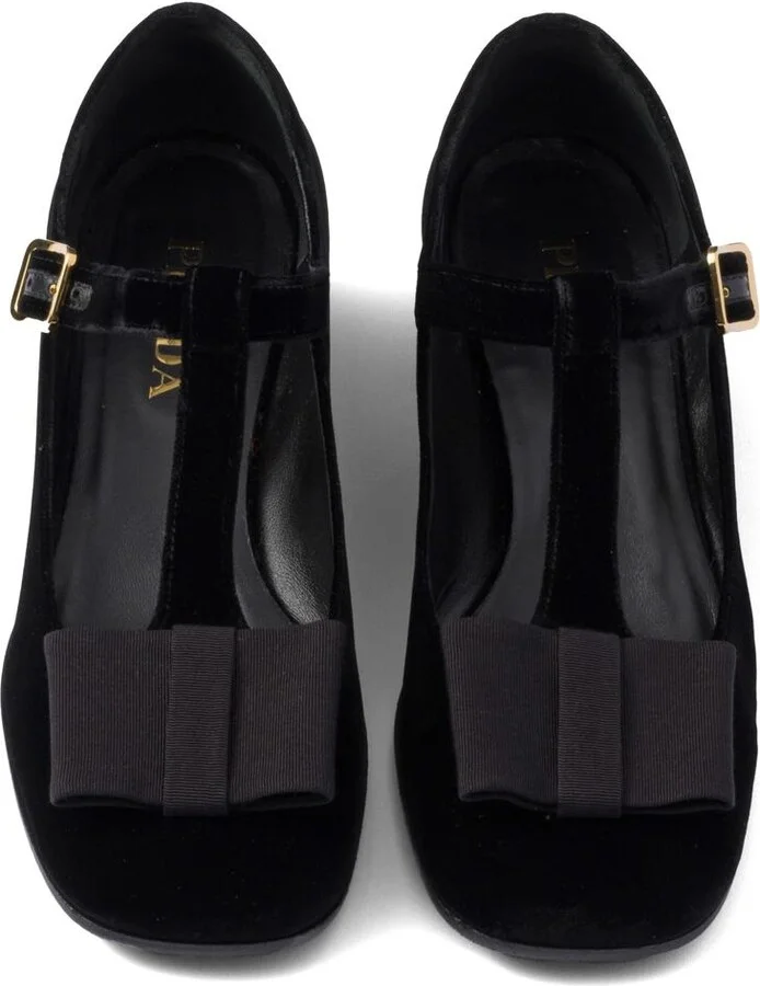 Prada 35Mm Bow Velvet Pumps - Image 4