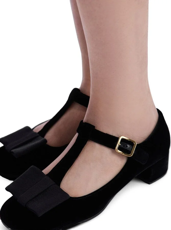 Prada 35Mm Bow Velvet Pumps - Image 7