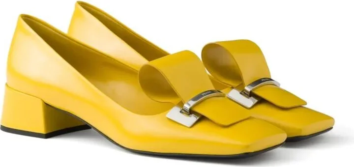 Prada 35Mm Brushed-Leather Pumps - Image 2