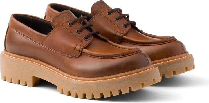 Prada 45Mm Lace-Up Leather Loafers - Image 2