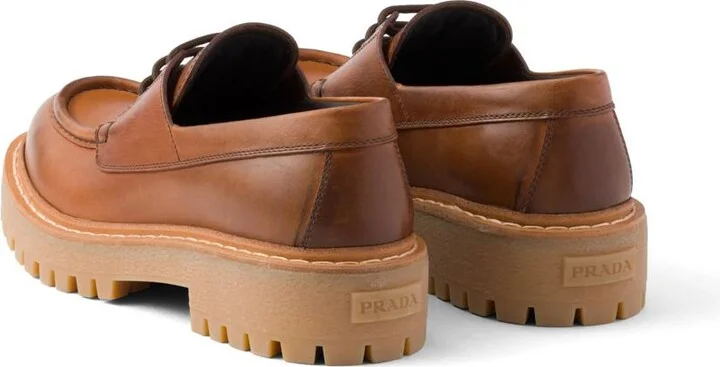 Prada 45Mm Lace-Up Leather Loafers - Image 3