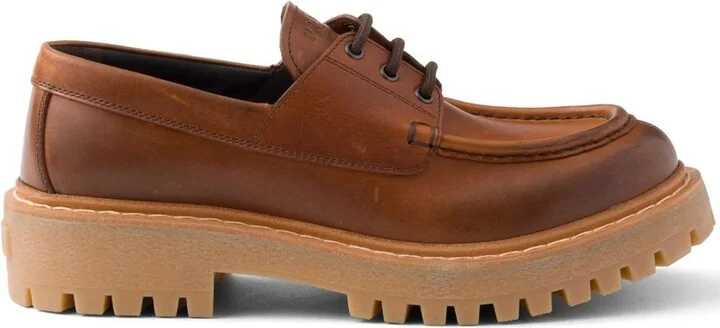 Prada 45Mm Lace-Up Leather Loafers