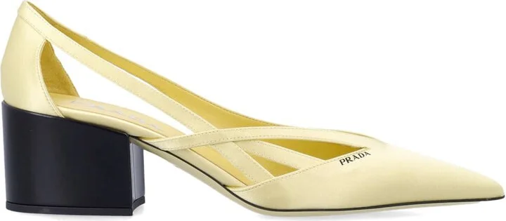 Prada 55Mm Satin Cut-Out Pumps