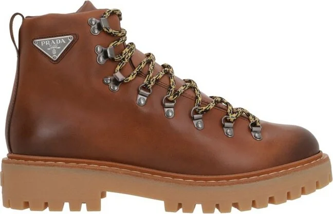 Prada Almond-Toe Lace-Up Boots