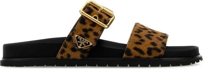 Prada Animal Print Buckled Sandals
