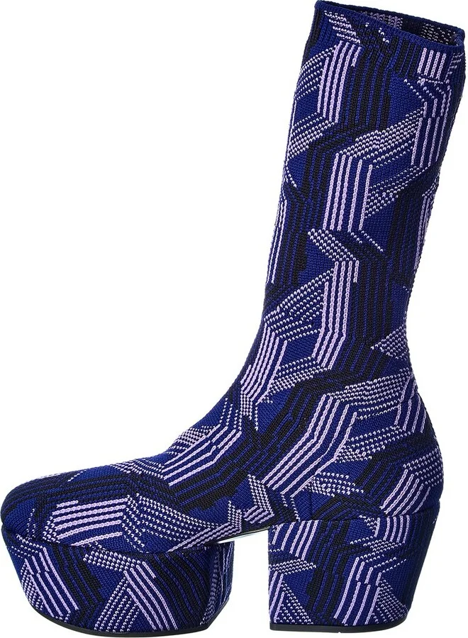 Prada Argyle Knit Stretch Platform Boot - Image 2