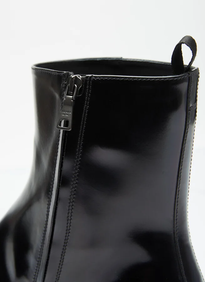 Prada Brushed Leather Boots - Man Boots Black Uk - 11 - Image 2