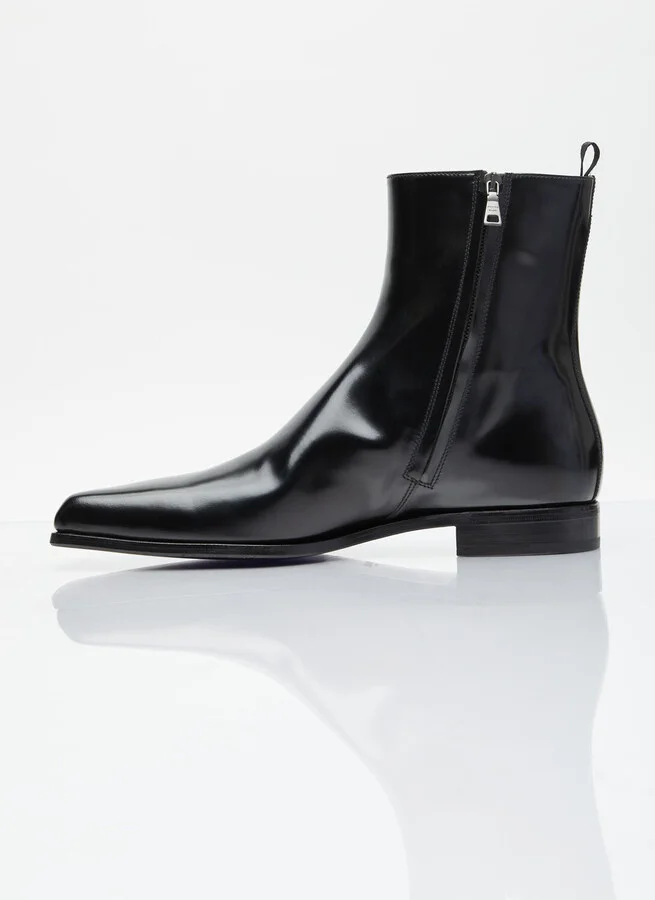 Prada Brushed Leather Boots - Man Boots Black Uk - 11 - Image 4