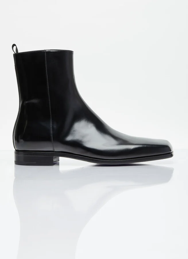 Prada Brushed Leather Boots - Man Boots Black Uk - 11