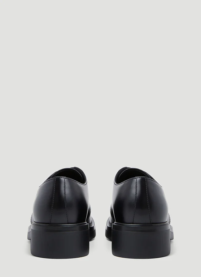 Prada Brushed Leather Derby Shoes - Man Lace Ups Black Uk - 11 - Image 4