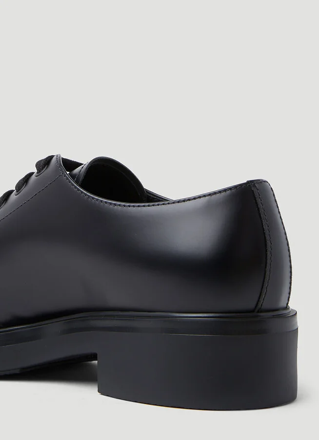 Prada Brushed Leather Derby Shoes - Man Lace Ups Black Uk - 11 - Image 5
