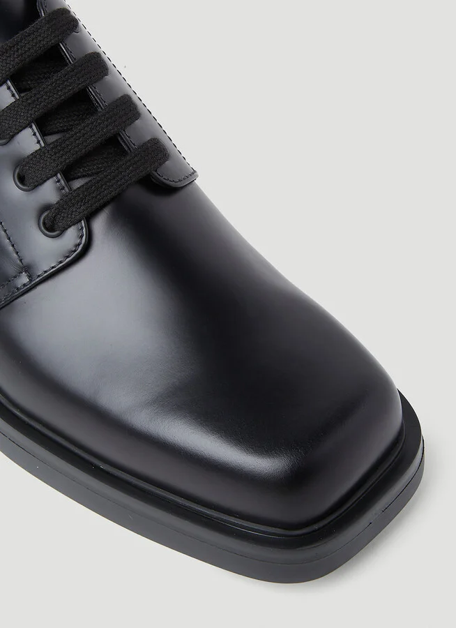 Prada Brushed Leather Derby Shoes - Man Lace Ups Black Uk - 11 - Image 6
