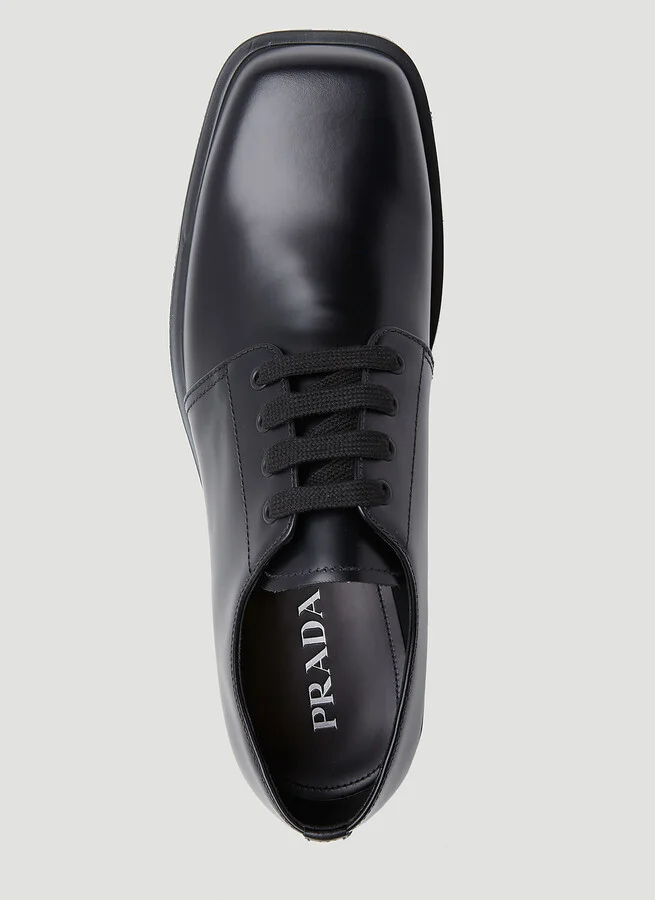 Prada Brushed Leather Derby Shoes - Man Lace Ups Black Uk - 11 - Image 7