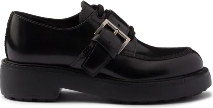 Prada Brushed Leather Lace-Up Shoes