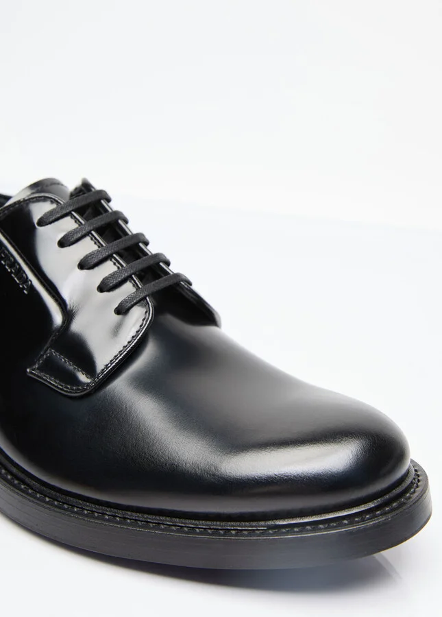 Prada Brushed Leather Lace-up Shoes - Man Lace Ups Black Uk - 12 - Image 2