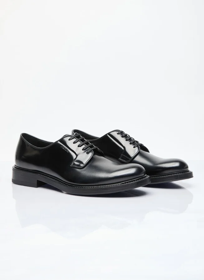 Prada Brushed Leather Lace-up Shoes - Man Lace Ups Black Uk - 12 - Image 3